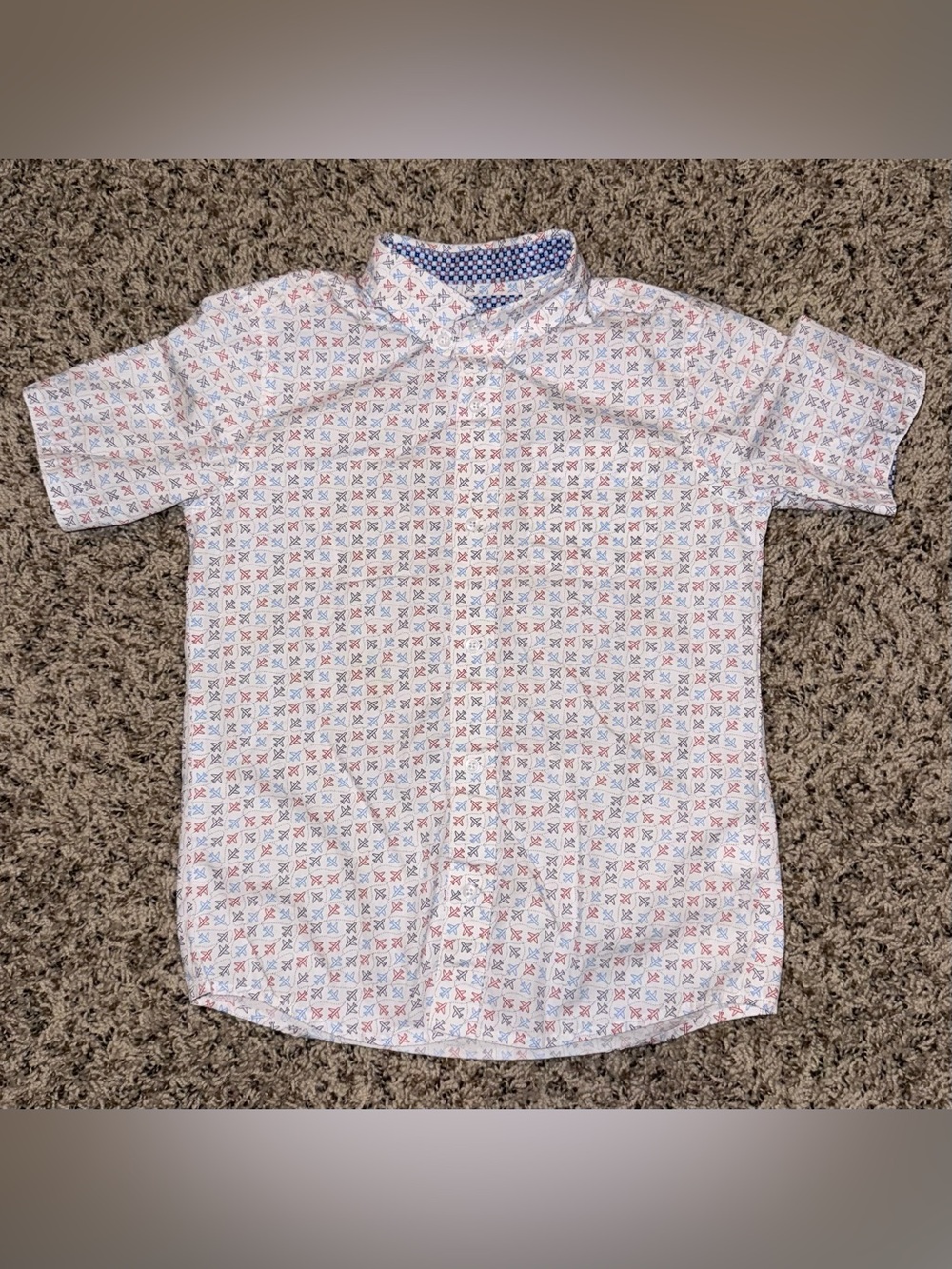 Johnston & Murphy Boys Medium 8-10 Airplane Novelty Print Button Down Shirt